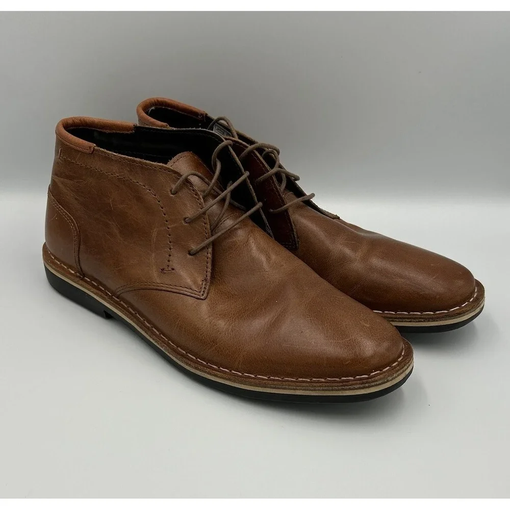 Steve Madden Men Hestonn‎ Chukka Boots Size US 8.5 Tan Brown Leather